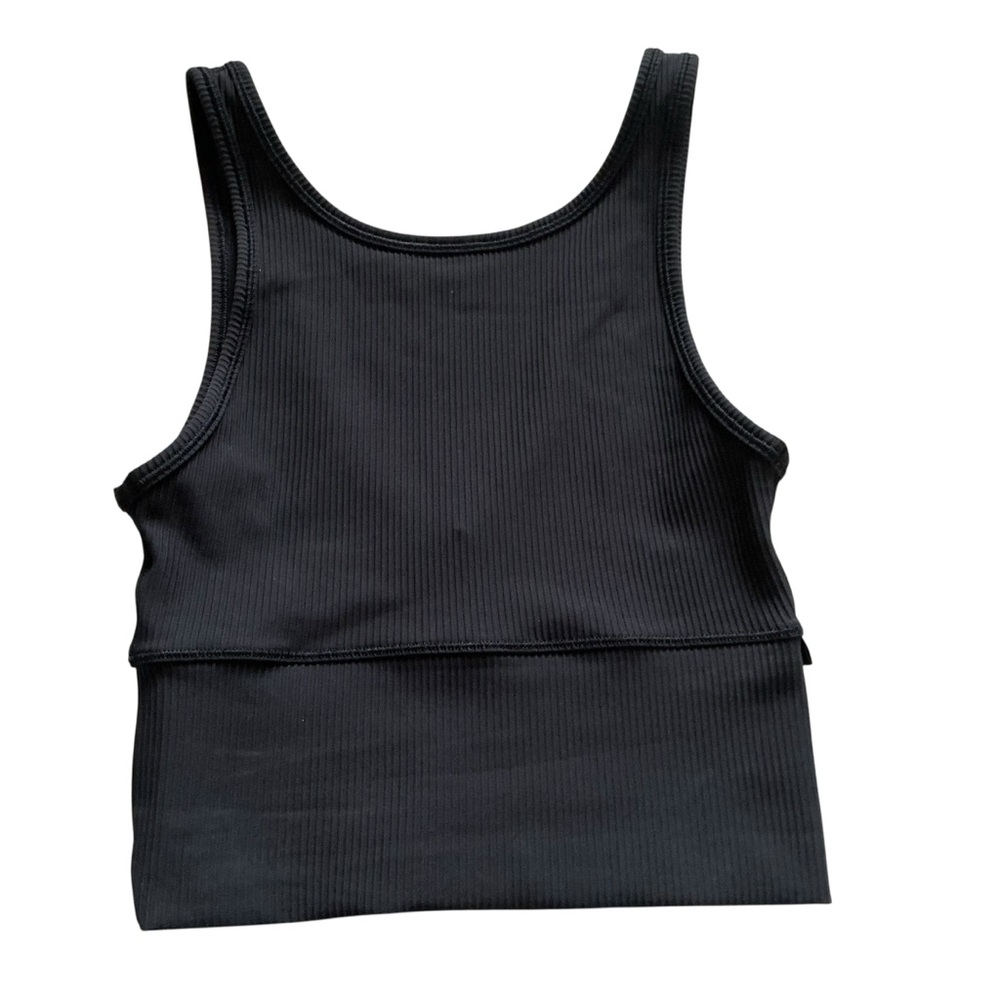 lululemon athletica power pivot ribbed tank top tight fit cropped black size 2 - Picture 4 of 7